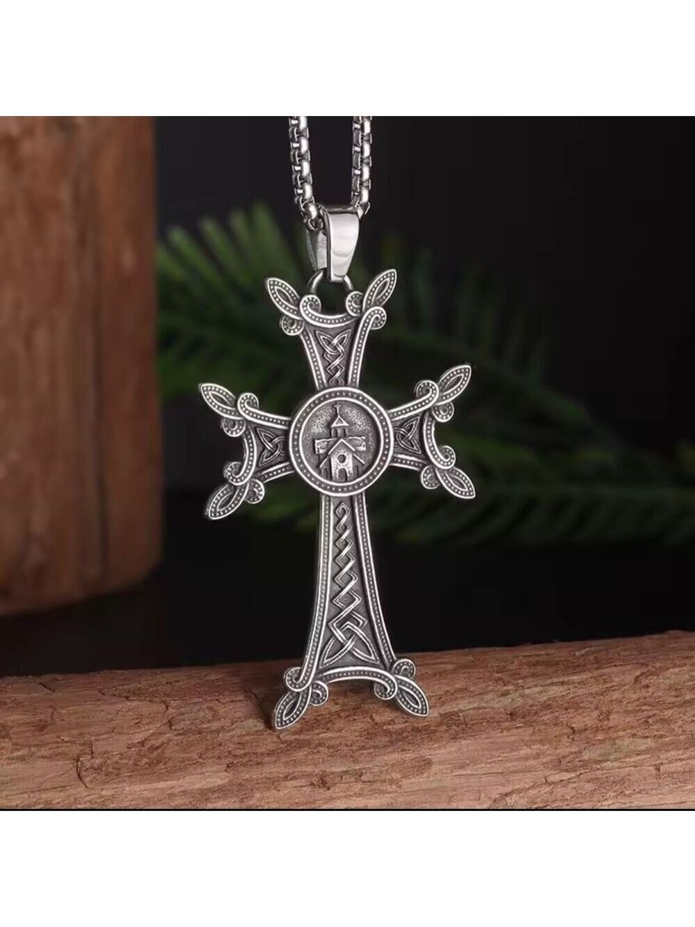 Exquisite Stainless Steel Armenian Cross Pendant Necklace - Unique Design #1523